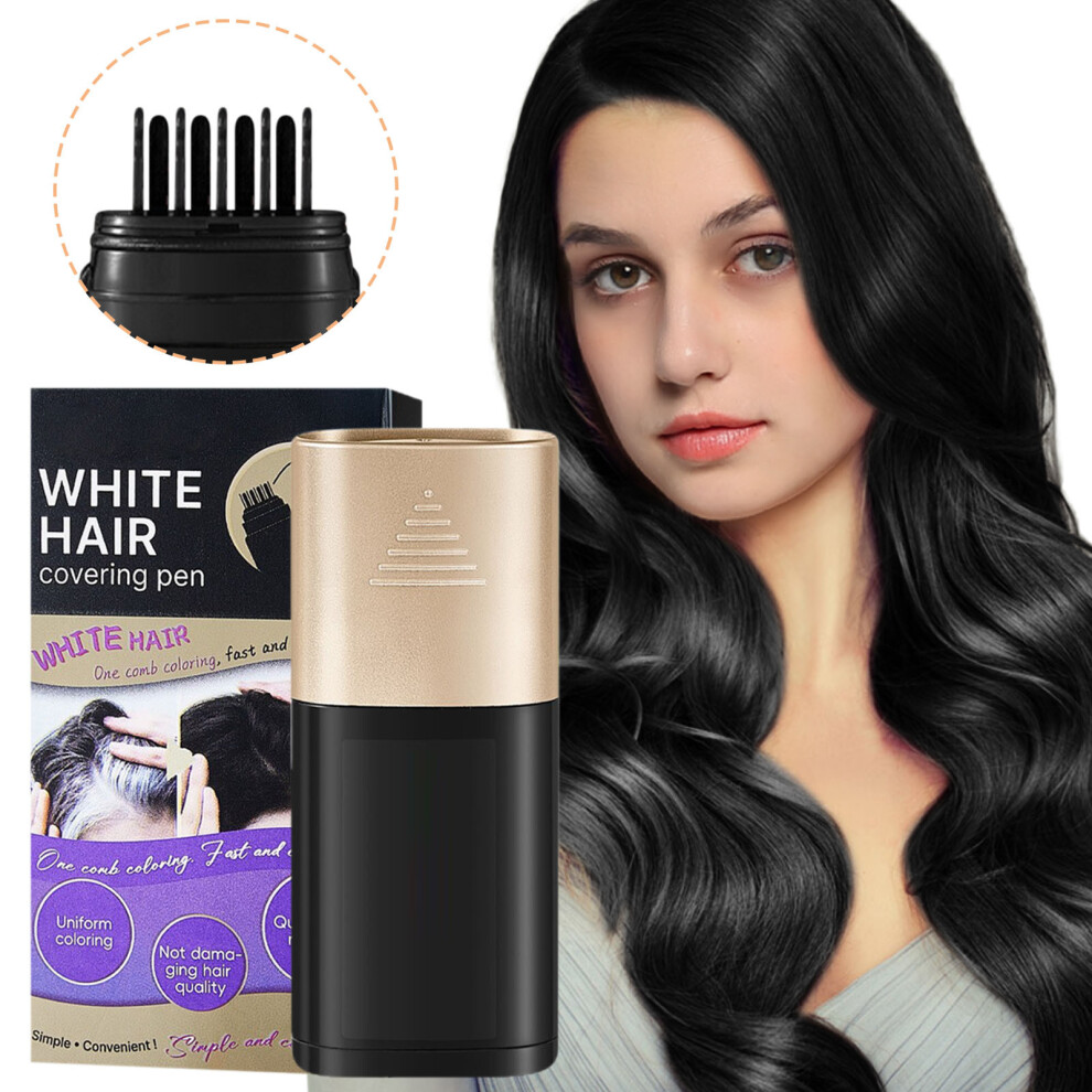 (Black) Hairdressing Pen With Tooth Comb Does Not Hurt The Scalp To Cover The Gray Hair Artifact Does Not Fade Disposable 20ml