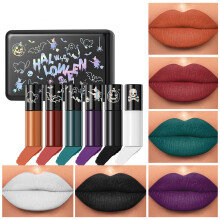 (Multicolor) Halloween Matte Lip Gloss Set Lipstick Velvet Not Easy To Fade Lip Makeup