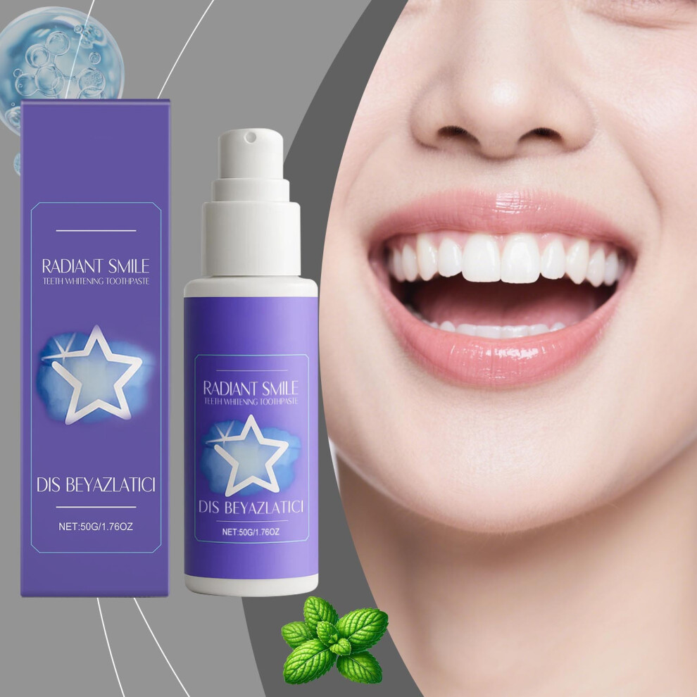 (Purple) Toothpaste For Improving Yellow Teeth Refreshing Oral Health Daily Cleaning And Oral Care Toothpaste 50g
