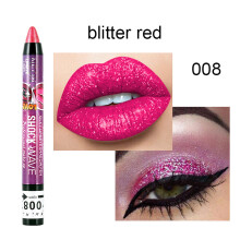 (H) Lip Gloss Lipstick Pen Eyeshadow Stick Shiny 2 In 1 Set Easy To Color 12 Colors