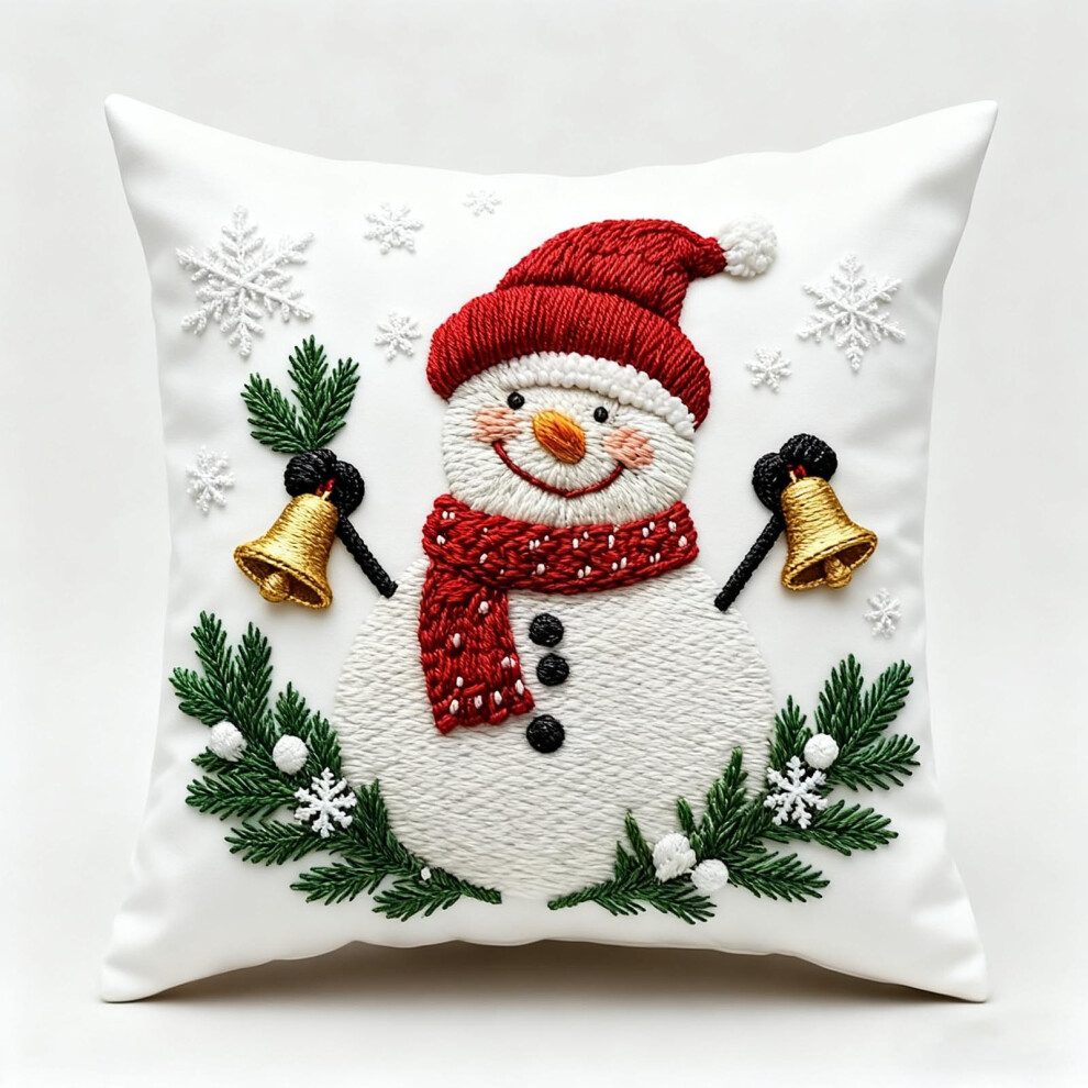 (E) Christmas Printed Pillowcases With Snowman Santa Claus Christmas Tree And Reindeer Patterns