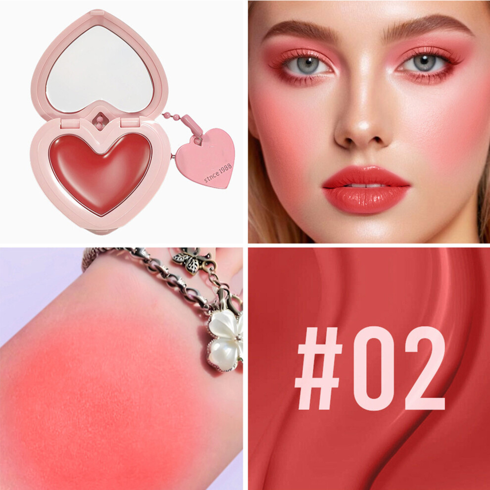 (B) Lip And Cheek Use  Powder Blusher Cream Natural Beauty High Gloss Brightening Portable Rouge