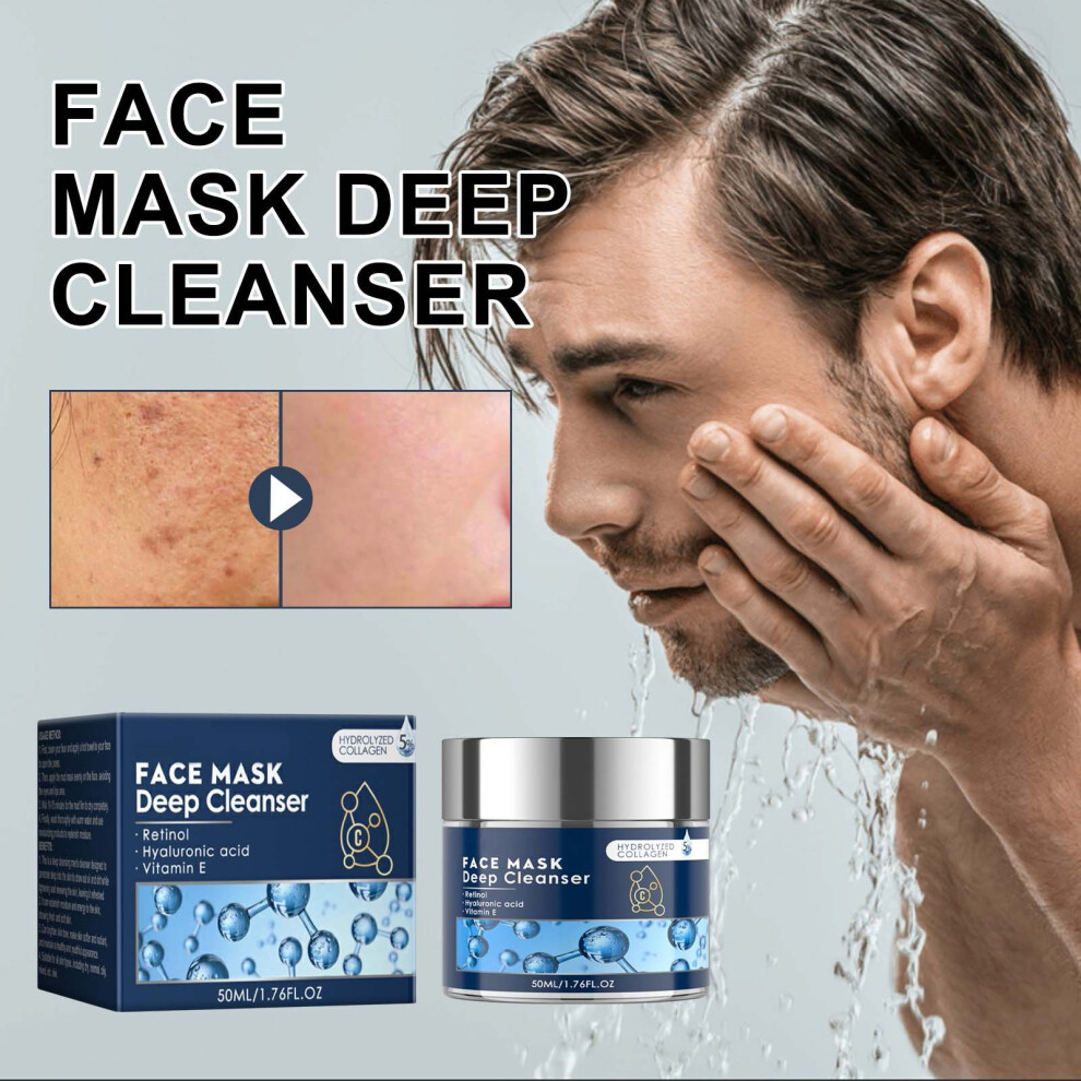 Blue (Blue) Face Mask Cleanser Natural Facial Mud Mask Pore Cleansing Mens Facial Mask 50Ml