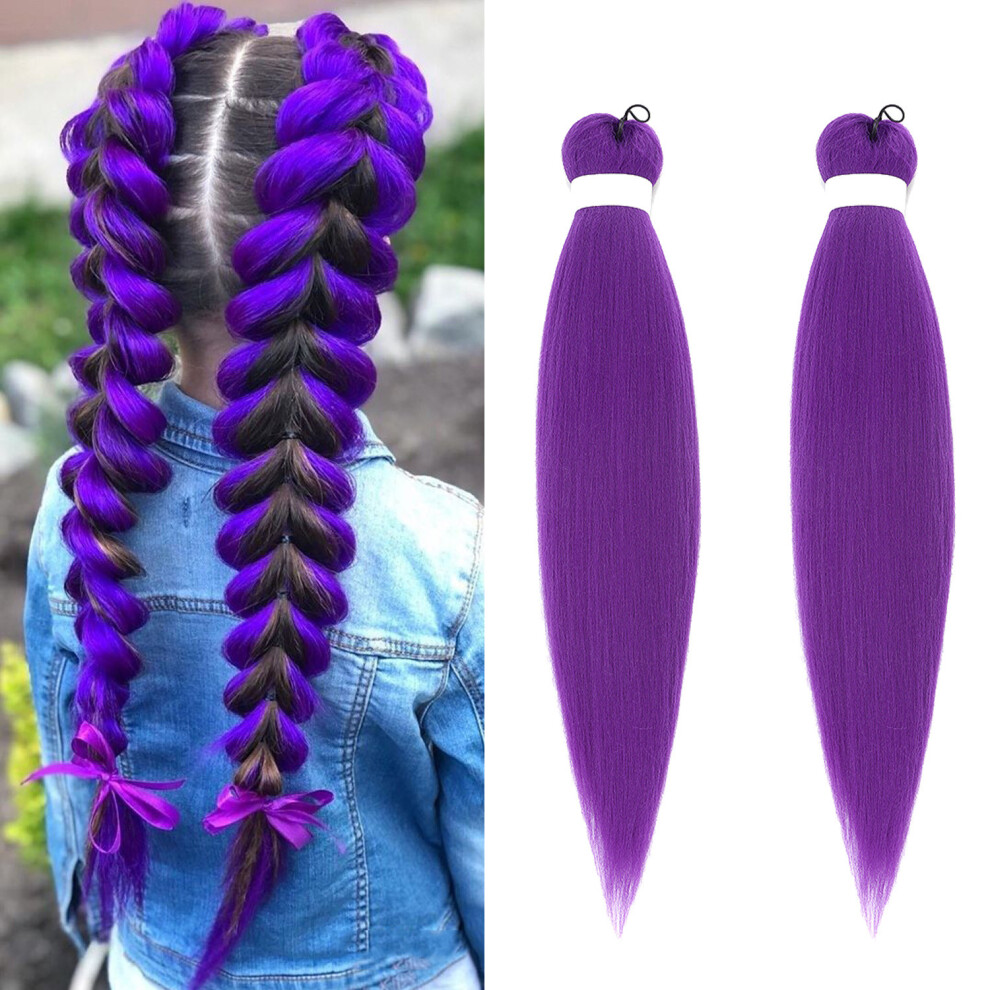 (A) 2pc 26in Flame-Retardant Braid  Pre-Stretched Synthetic Hair For DIY BRAID Hair   Festival Looks 90 G