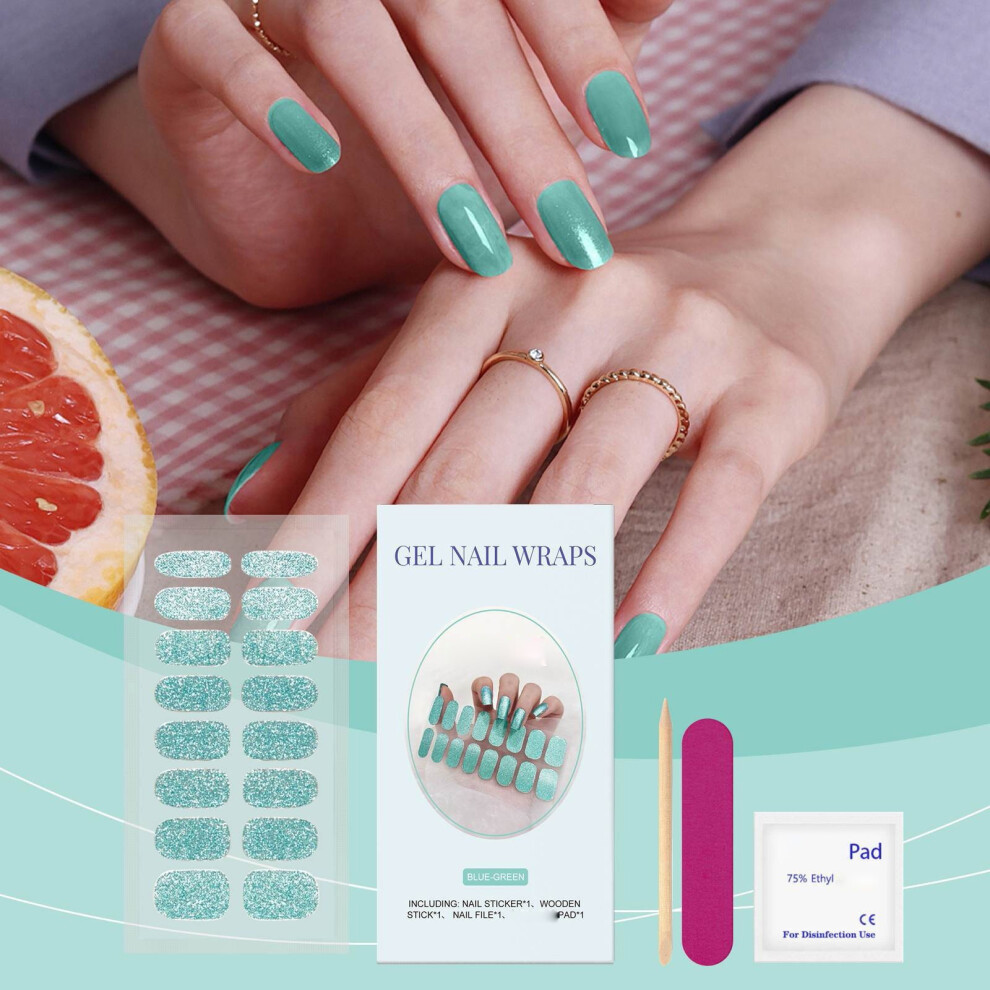 (Multicolor) Gel Nail Stickers Nail Art Stickers Nail Polish Glitter Self-Adhesive Nail Sticker