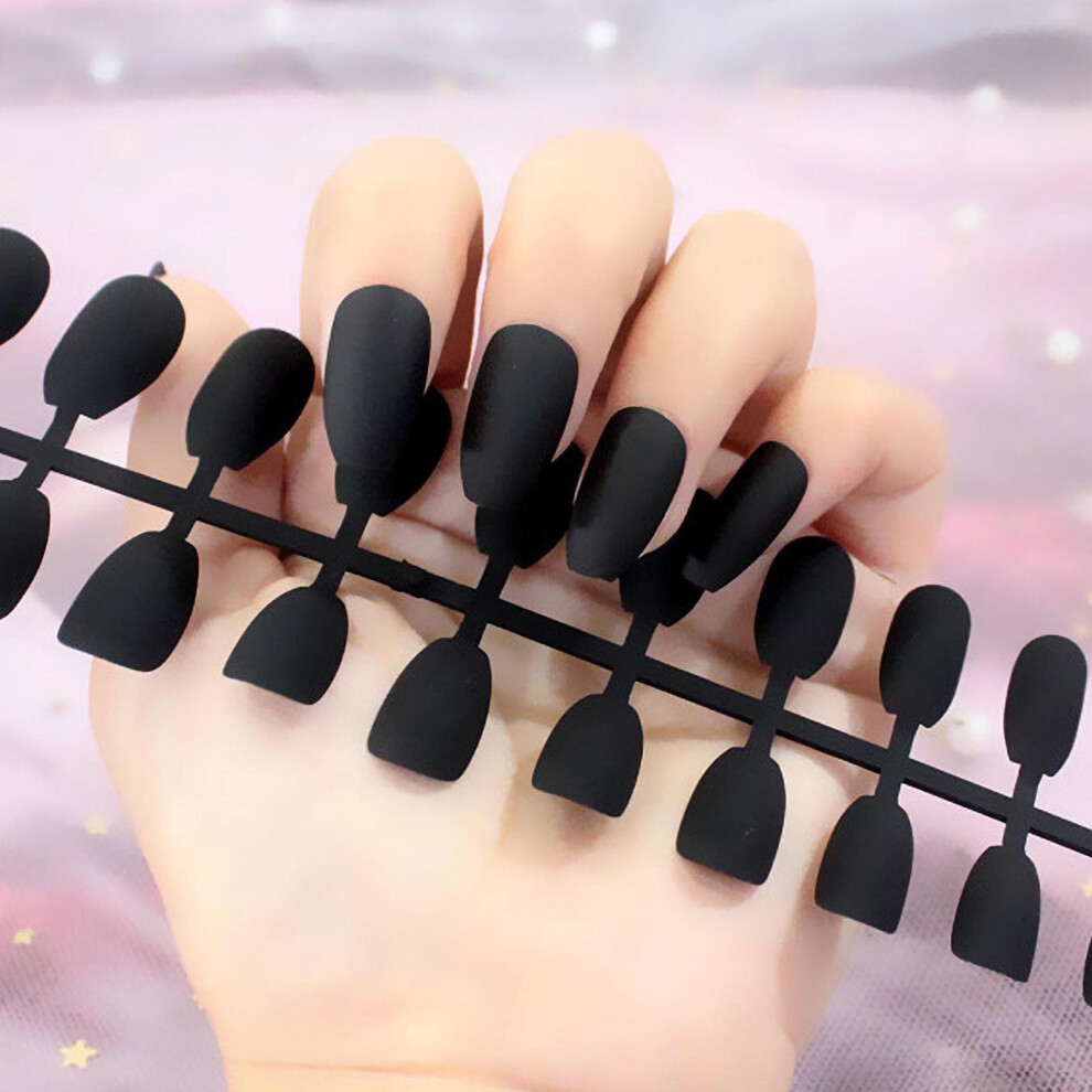 (C) Fleshy Matte Matte Long Nails 24 False Nail Patches Fake Nail Patch