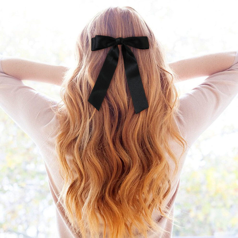 (Black) Hair Bow Hair Clips Christmas Bows Hair Clips For Women Cream Bow Bow For Hair Beige  Bow Clips Hair Ribbon Bow Clips Cute Hair Accessories