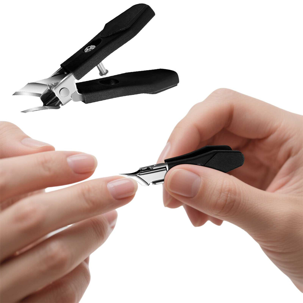 Black (Black) Wide Jaw Opening Antisplash Slanted Nail Clipper