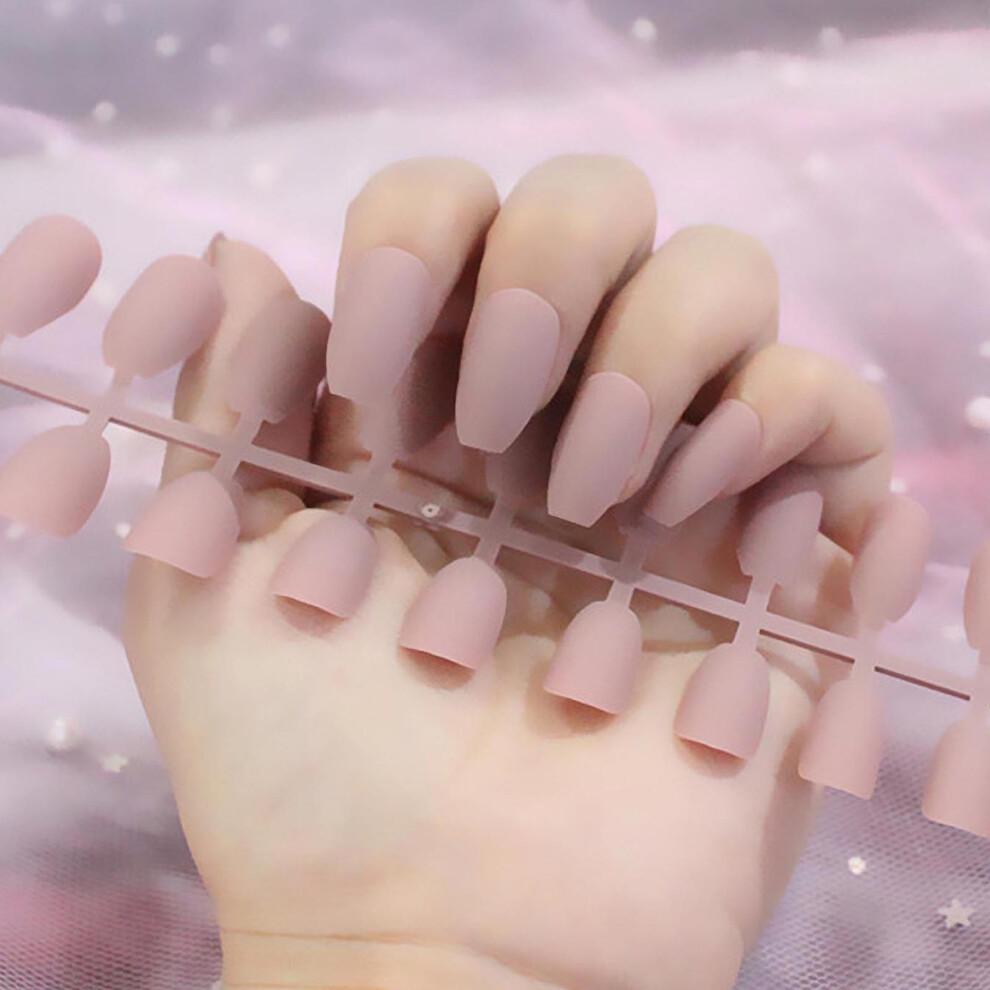 (M) Fleshy Matte Matte Long Nails 24 False Nail Patches Fake Nail Patch