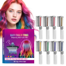 (Multicolor) 8 Colors Festive Hair Chalk Combs Chalk Hair Colors For Girls Temporary Wash Out Hair Colors Kids Christmas Girl Gifts Safe Materials