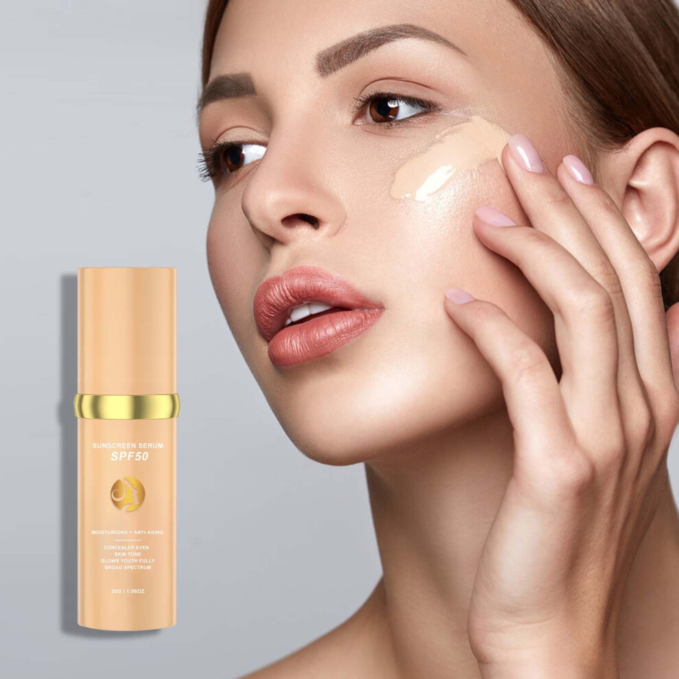 Yellow/Cream () 4-In-1 Moisturizing Concealer Antiaging Sunscreen Spf50 Lasting Fresh Moisturizing And Brightening Suitable For Gym Sports Dance 30Ml