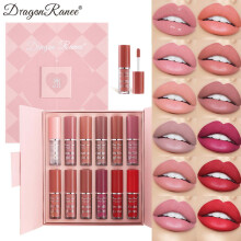 (Multicolor) Matte Lip Gloss Lip Gloss Non Stick Cup 12 Lip Gloss Set Gift Box 12x2ml