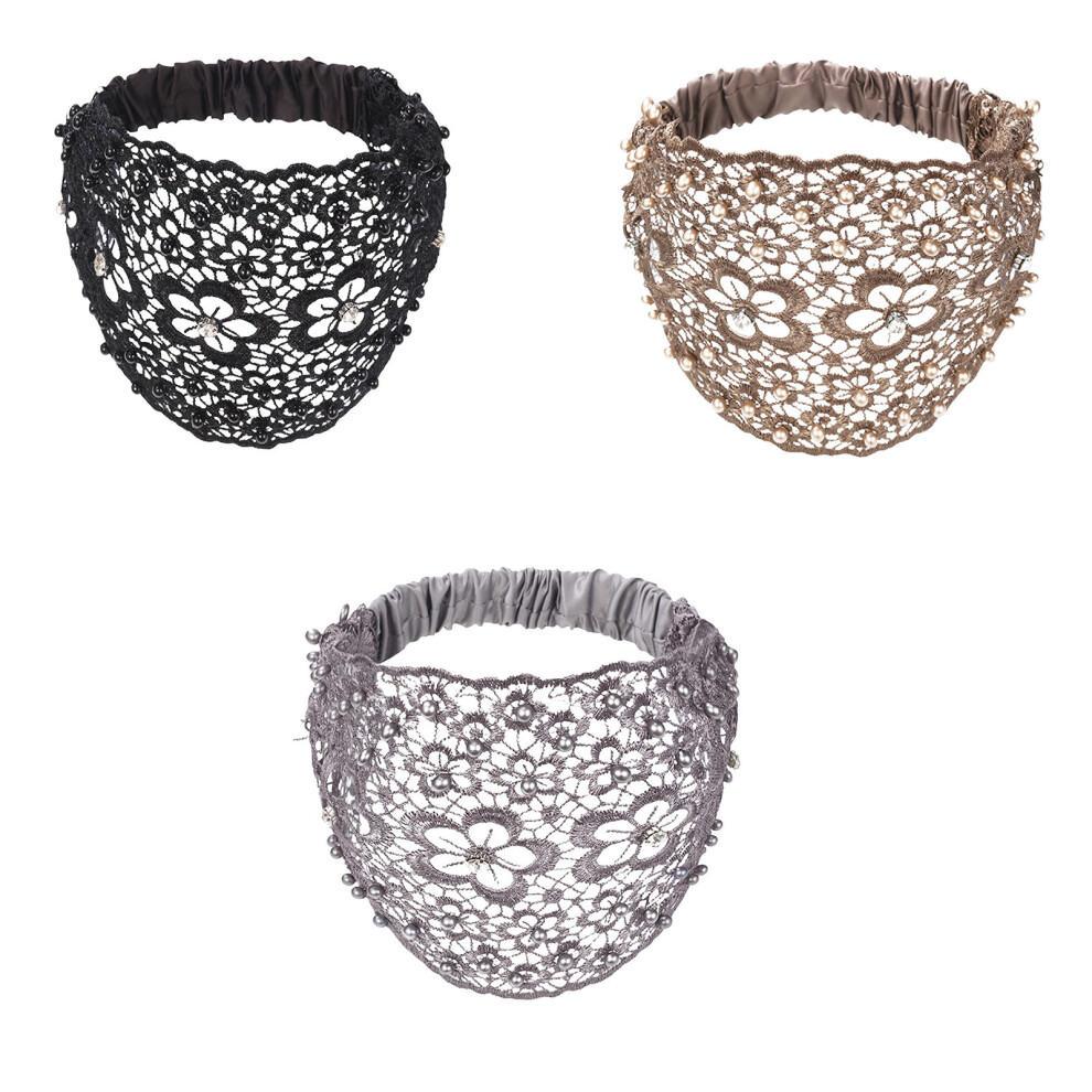 (A) Elegant Floral Beaded Wide Headbands Fashionable Hair Accessories Plums Blossoms Hollow Hair Bands With Wide Edges  Headband For Women
