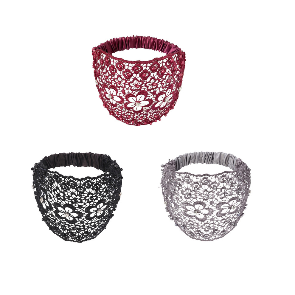 (B) Elegant Floral Beaded Wide Headbands Fashionable Hair Accessories Plums Blossoms Hollow Hair Bands With Wide Edges  Headband For Women