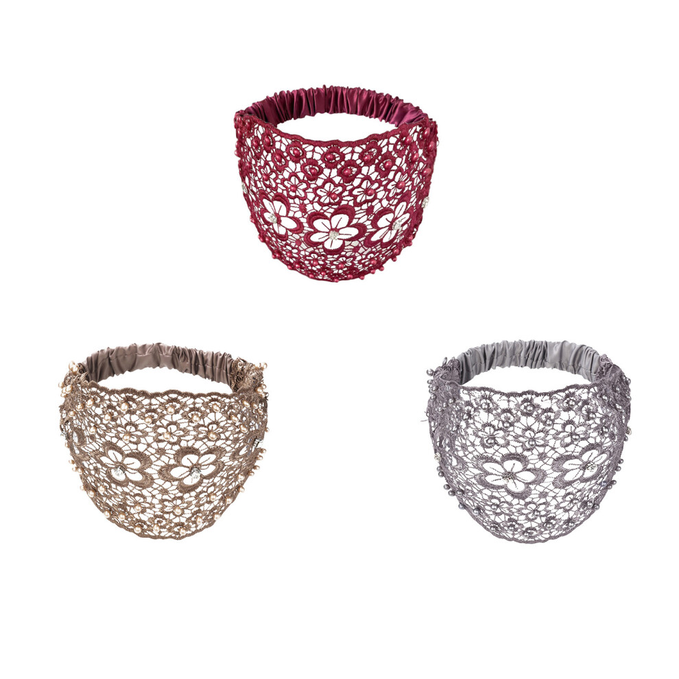 (D) Elegant Floral Beaded Wide Headbands Fashionable Hair Accessories Plums Blossoms Hollow Hair Bands With Wide Edges  Headband For Women