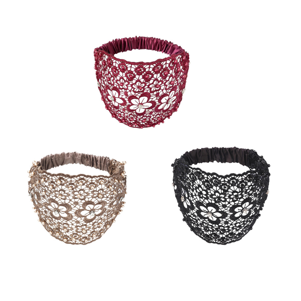(C) Elegant Floral Beaded Wide Headbands Fashionable Hair Accessories Plums Blossoms Hollow Hair Bands With Wide Edges  Headband For Women