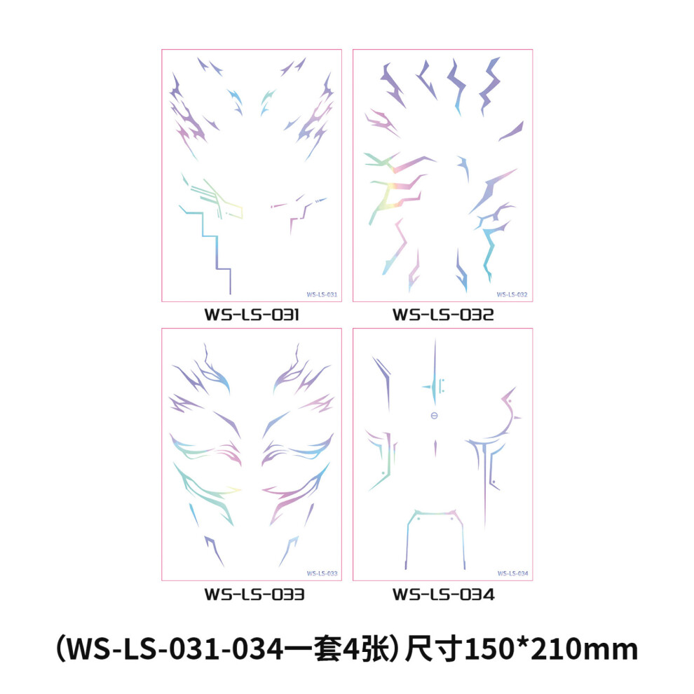(Multicolor) Anime Cosplay  Face Patches - Waterproof Sweatproof Holographic Temporary Tattoos For Cosplay Festival Party Multiple Designs