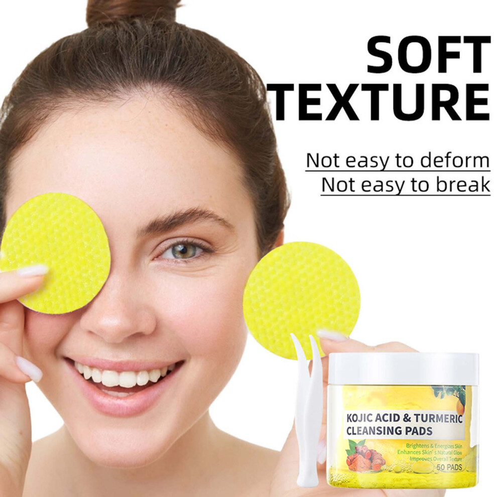 (Multicolor) Cleanser  Cleans Exfoliating Turmeric Soap Towel Pad Make-up Remover Pad 50pcs