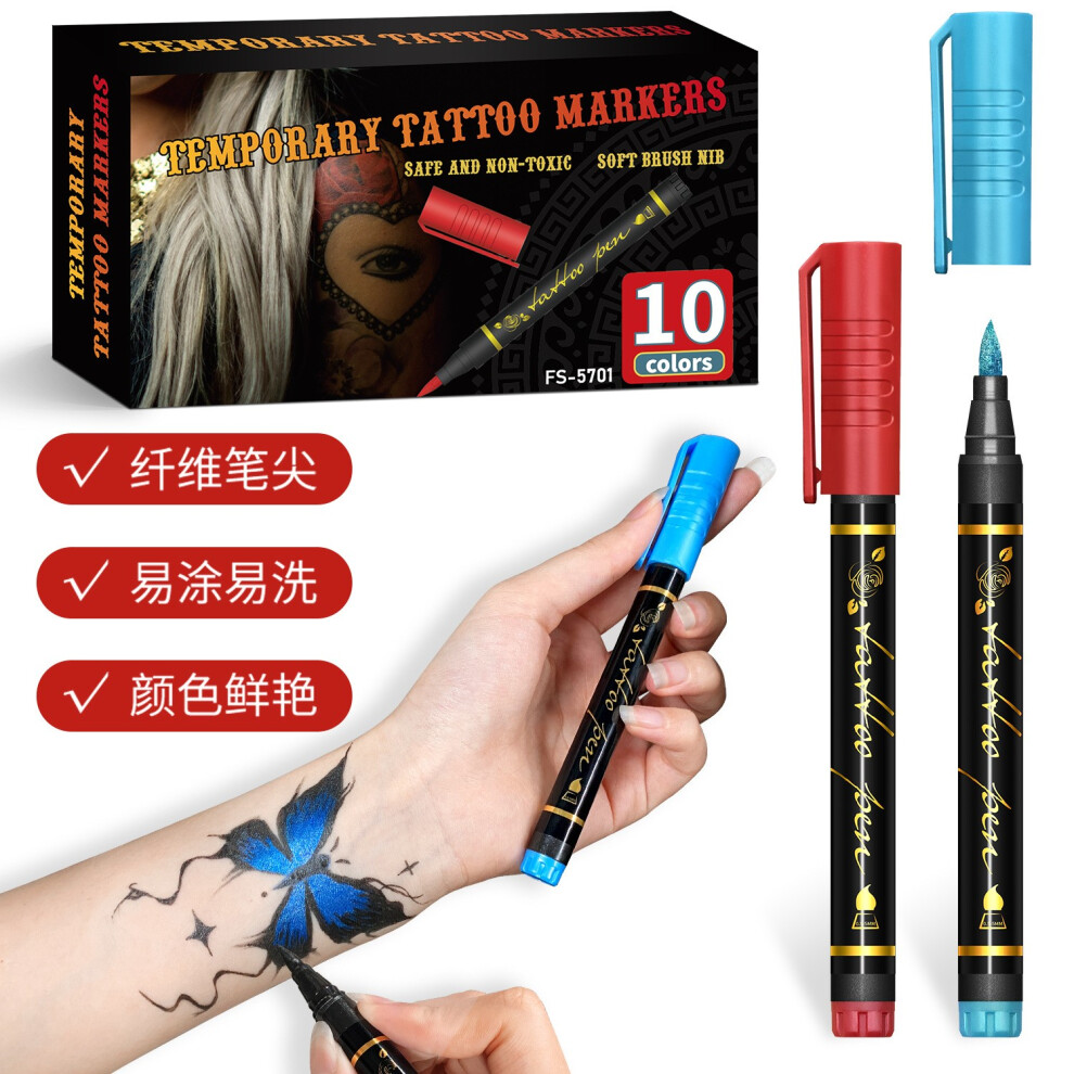 (Multicolor) Temporary Tattooss Pen Detachable Tattooss Body Marker Temporary Tattooss Body Painting Easy Scrub Marker Festivals