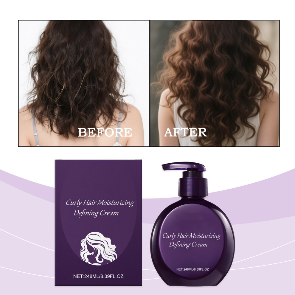 (Multicolor) Moisturizing Curl Cream For Bangs Volume And Glossy Curls 248g