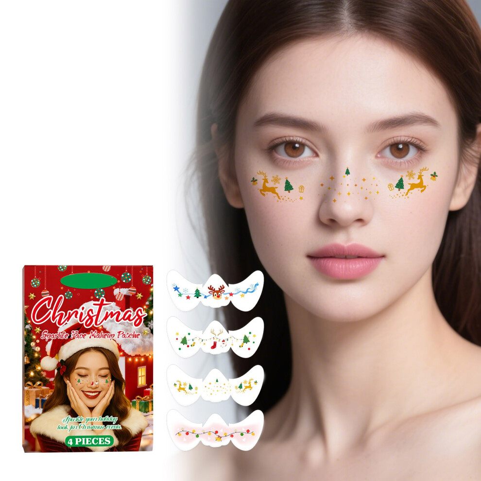 (Multicolor) Festive Freckles Glitter Fake Freckles Face Tattoos Christmas Face Makeup Patche Temporary Flash Party Decorations Cute Musical Fes