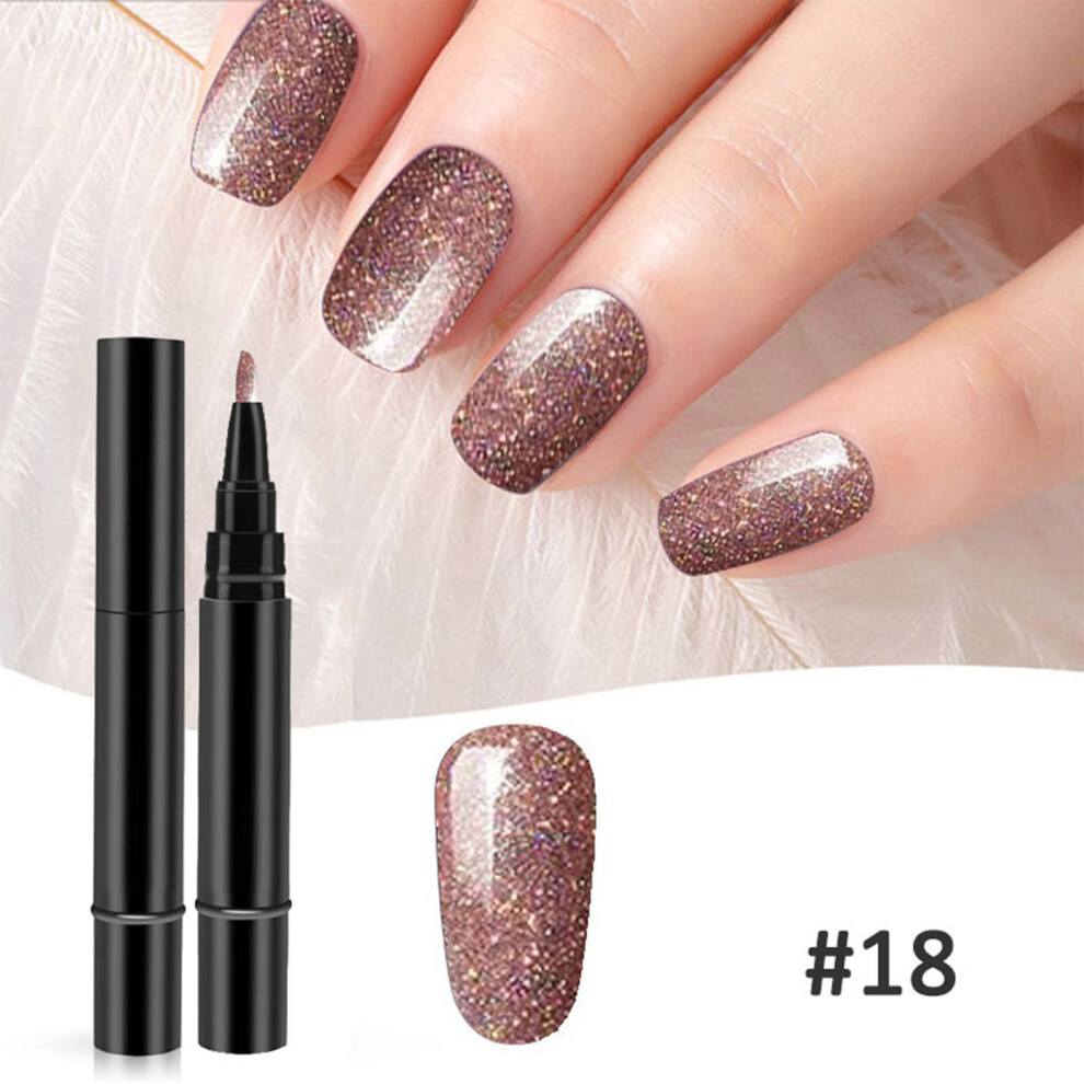 (Pink) Step Gel Nail Polish Brush Pen DIY Nail Art Drawing Marker Pen Soak Ofef LED Nail Varnish Nail Tools 5ml
