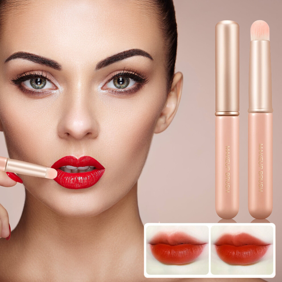 (Multicolor) Lip Biting Brush With Cover Round Head Lip Smudging Lipstick Brush Concealer Purpose