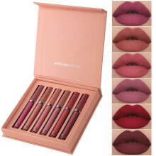 (A) 6PCS Velvet Mist Face Lip Glaze Set Box Matte Lip Cheek-use Liquid Lipstick Women's Lip Glaze Set For Anniversary Birthday Party