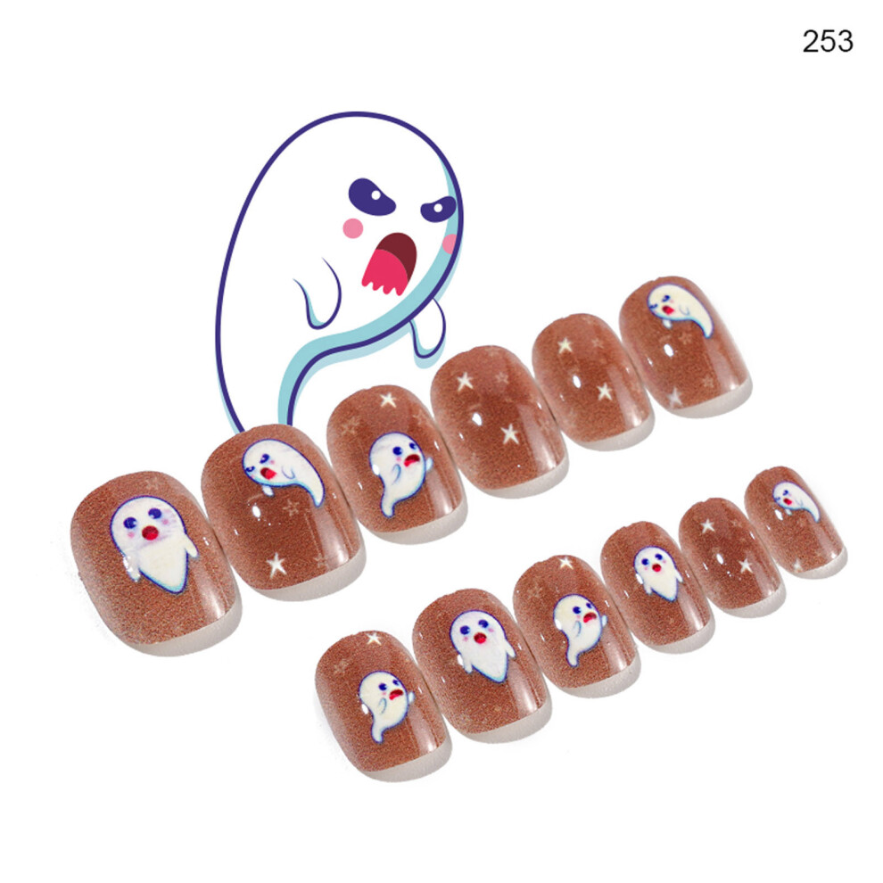 (Multicolor) Halloween Collection Long Wearing Nail Finished Fake Nail Nail Patch 24pcs