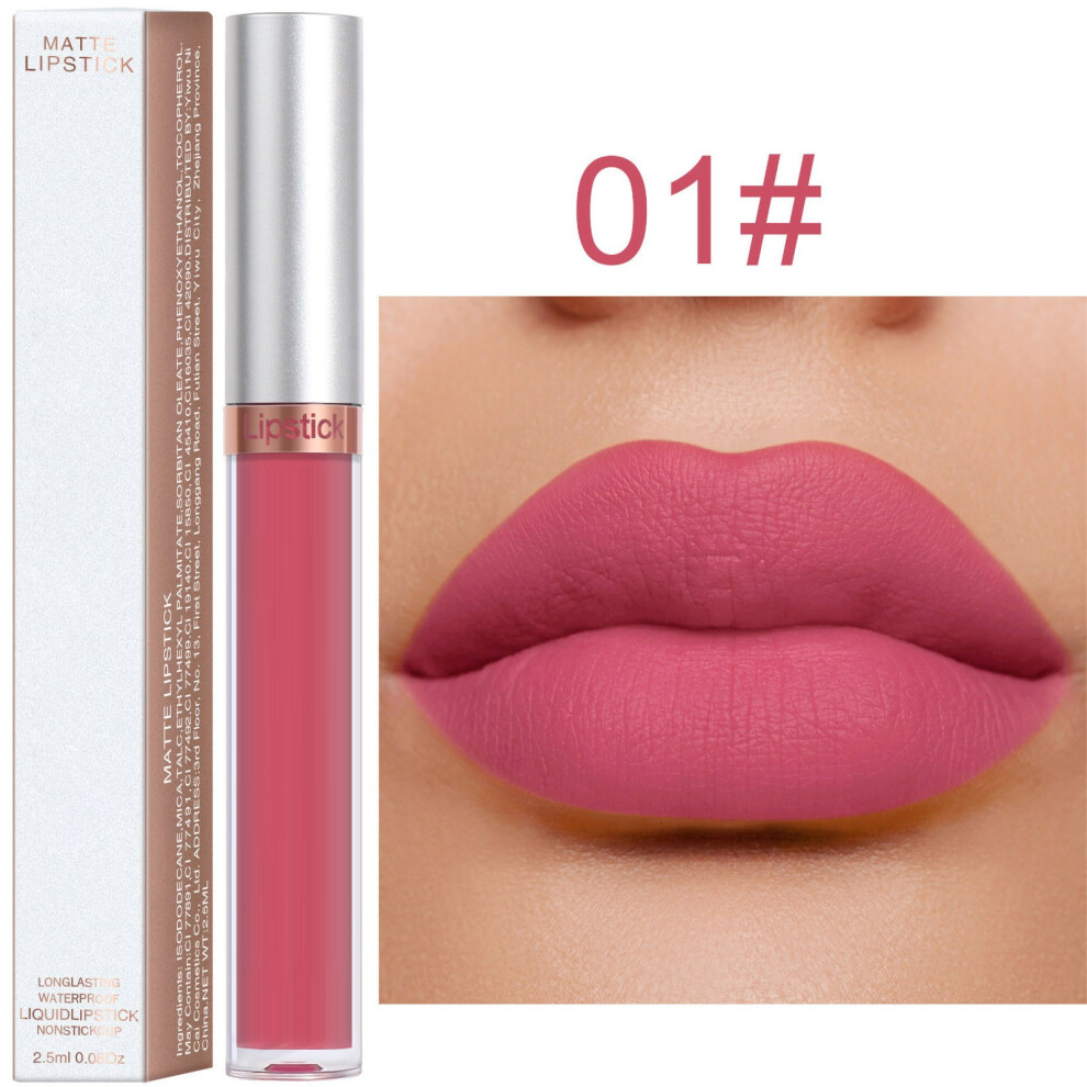 (A) 18 Color Matte Lip Gloss Non-stick Cup Lipstick And Long Lasting,2.5ml