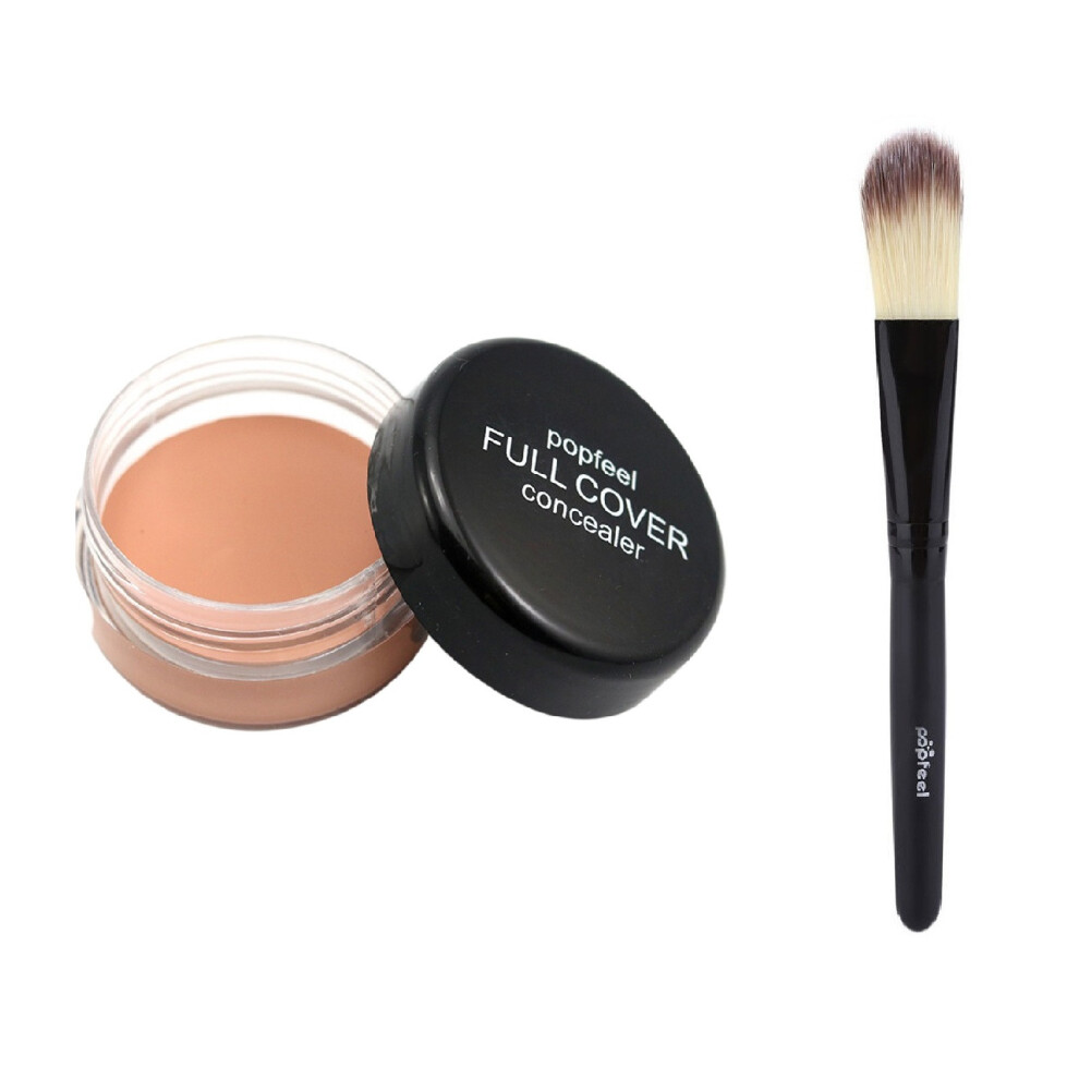 (Multicolor) Conceale Dark Circles Isolation Concealer Cream 5 Colors With Foundation Brush