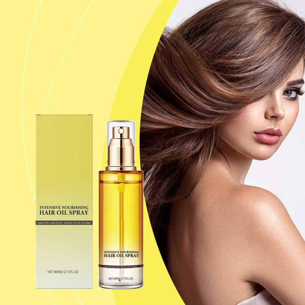 (Multicolor) Leave-In Hair Oil Spray Glaze Long Lasting Leave-In Conditioner Spray Frizz Free Hair Conditioning Oil Mist 80ml