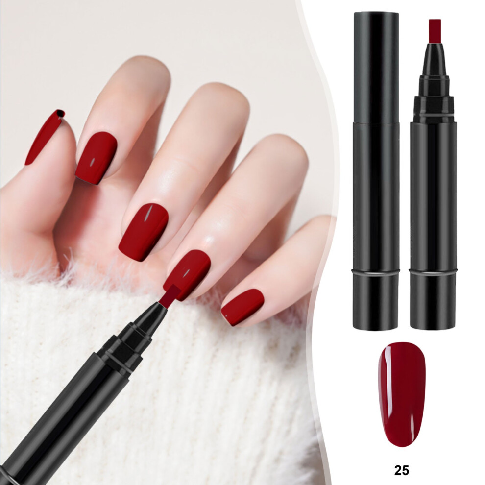(Red) Step Gel Nail Polish Brush Pen DIY Nail Art Drawing Marker Pen Soak Ofef LED Nail Varnish Nail Tools 8ml