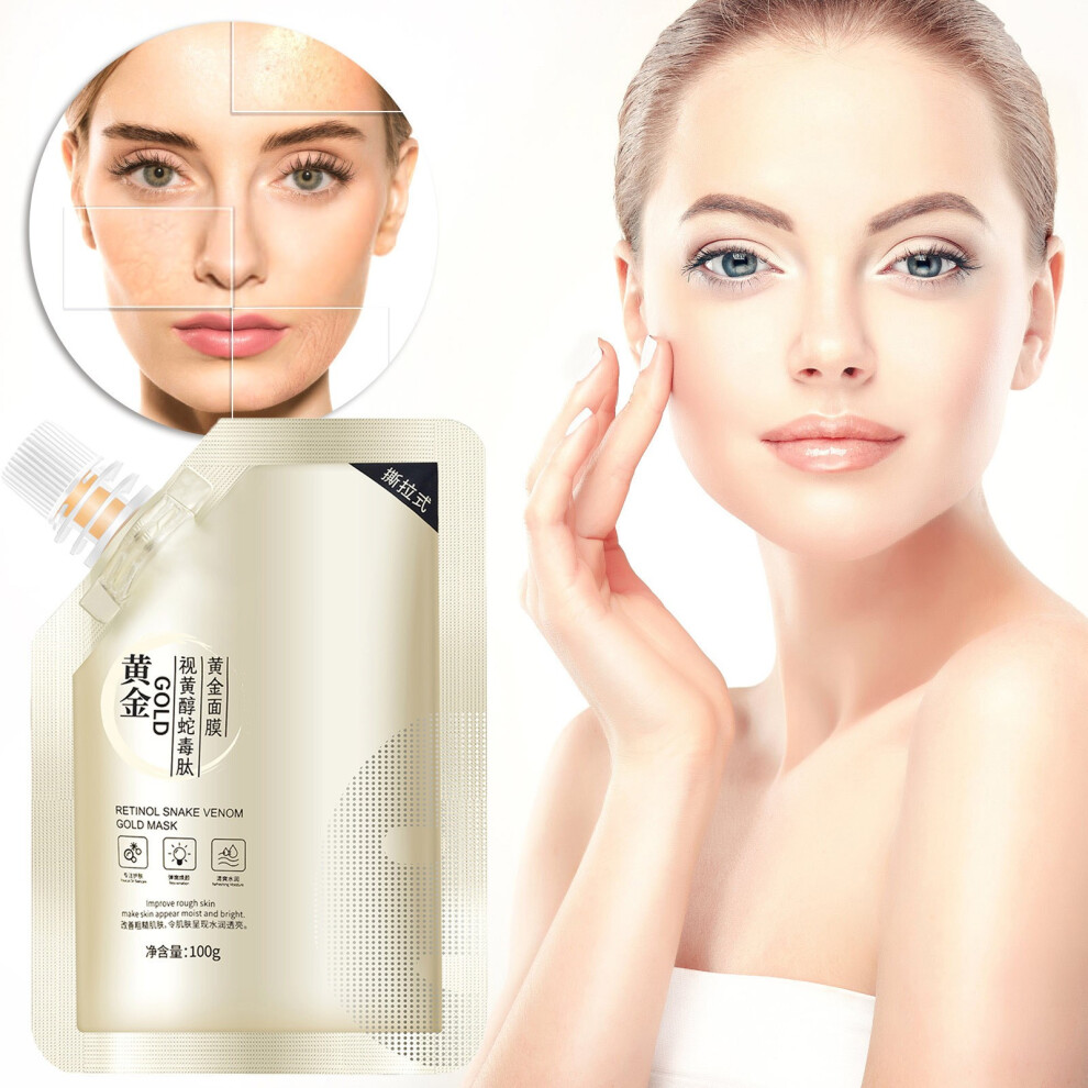 (Yellow) Retinol Snake Gold Facial Mask Cleansing Pores Apply Tear Type Mud Film 100ml