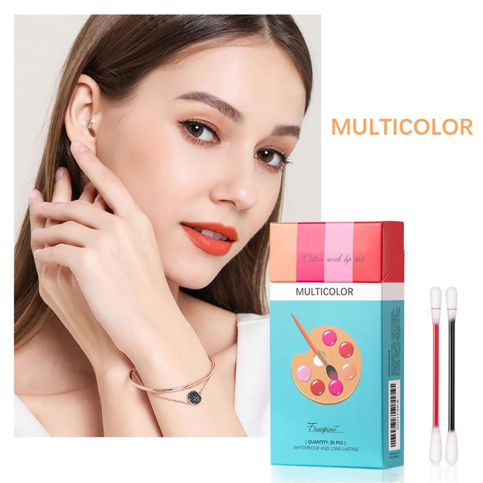 (Multicolor) Paper Box Swab Lip Glaze Liquid Lip Moisturizing Lipstick 0.15mlX20