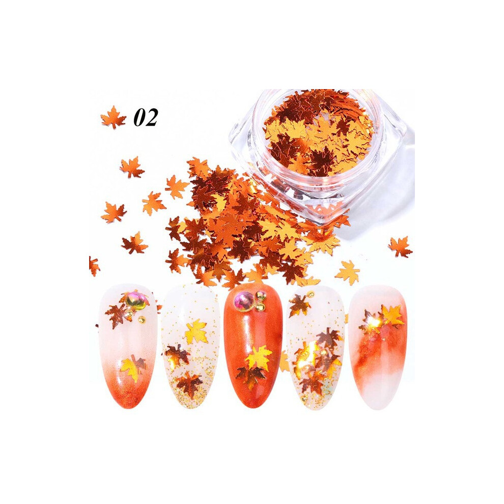 (B) Glittering Maple Leaf Nail Art Glitter Snowflake Sequin Sequin Sticker