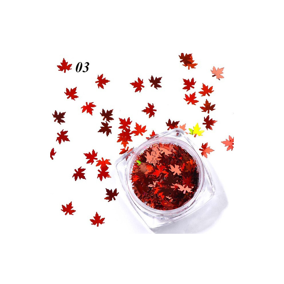 (C) Glittering Maple Leaf Nail Art Glitter Snowflake Sequin Sequin Sticker