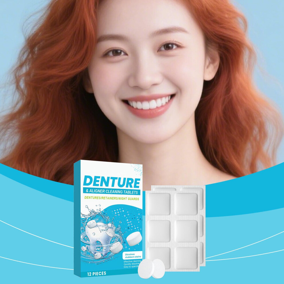(Multicolor) Denture Cleaning Effervescent Tablets Corner Impurities Dissolve Stubborn Stains And Deeply Clean Surfaces 12pieces