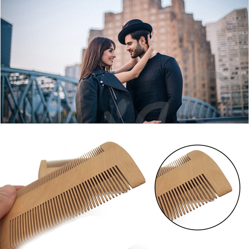(Multicolor) Wooden Beard Comb Wood Pocket Comb with Fine Coarse Teeth For Beard