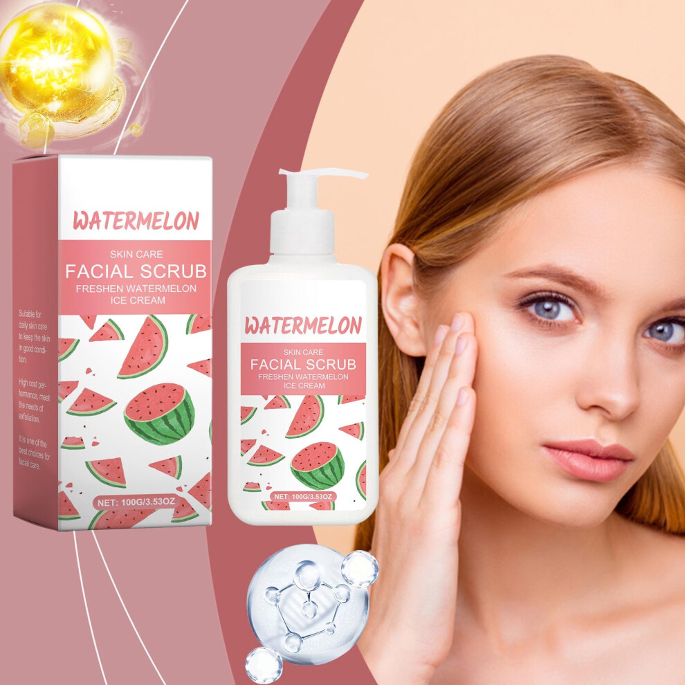 Red/Cream () Watermelon Facial Sweet Watermelon Ice Suitable For Deep Cleansing Exfoliating And Moisturizing All Types 100G