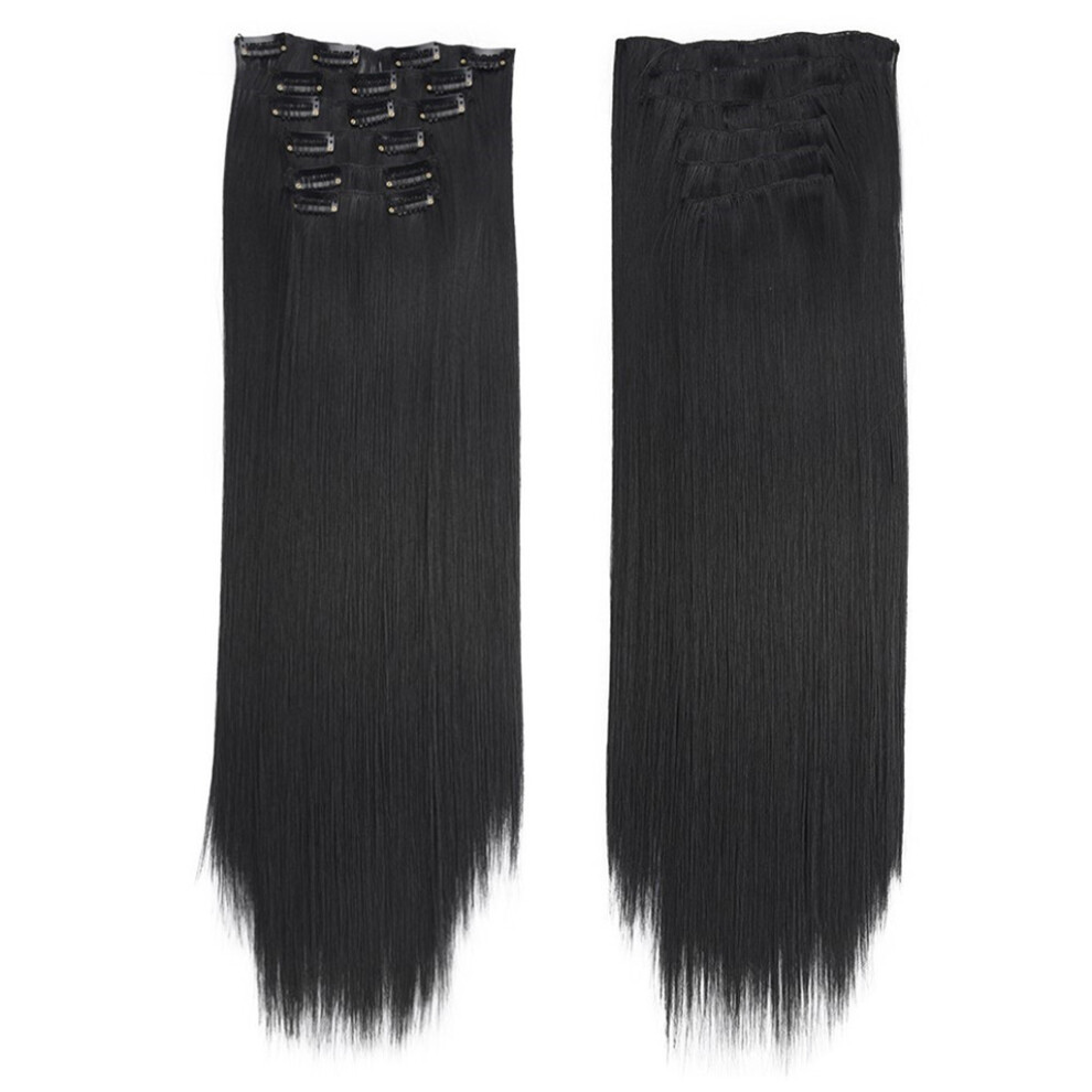 Unisex (Multicolor) Real As Remy Fashion Hair Long Clip In Hair Extensions Full Straight Wig