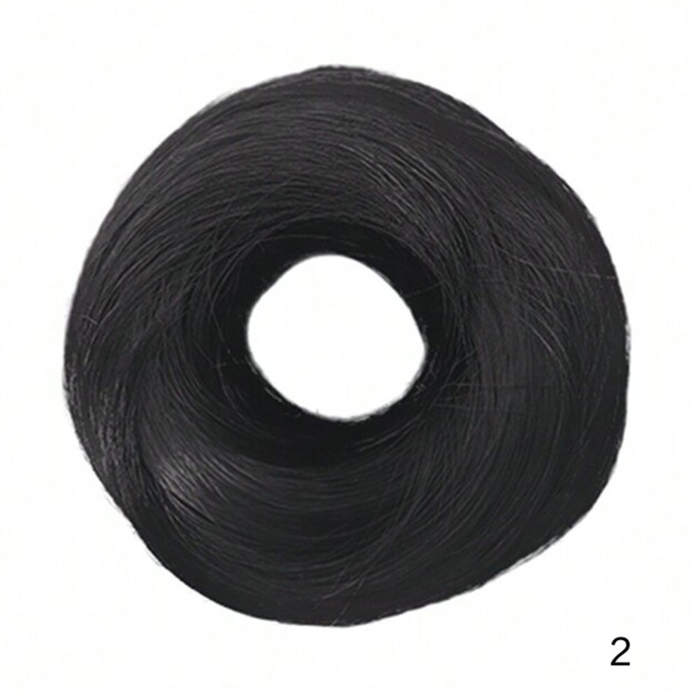 (A) Hair Messy Bun 100percen Real Ponytail Hair Scrunchies Natural Curly Chignon Donut Updo Hairpiece With Elastic Rubber For Women