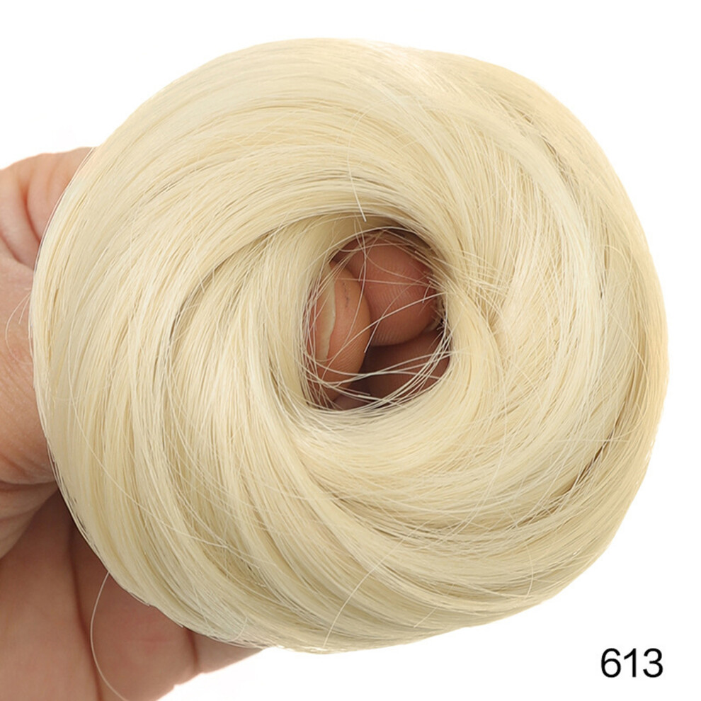 (N) Hair Messy Bun 100percen Real Ponytail Hair Scrunchies Natural Curly Chignon Donut Updo Hairpiece With Elastic Rubber For Women