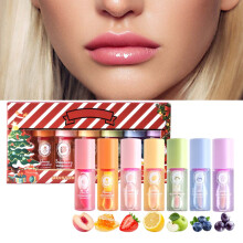(Pink) Lip Balm Set Box Temperature Lip Oil Color Lip Oil 7 Boxed Moisturizing Christmas Gift Box 24.5ml