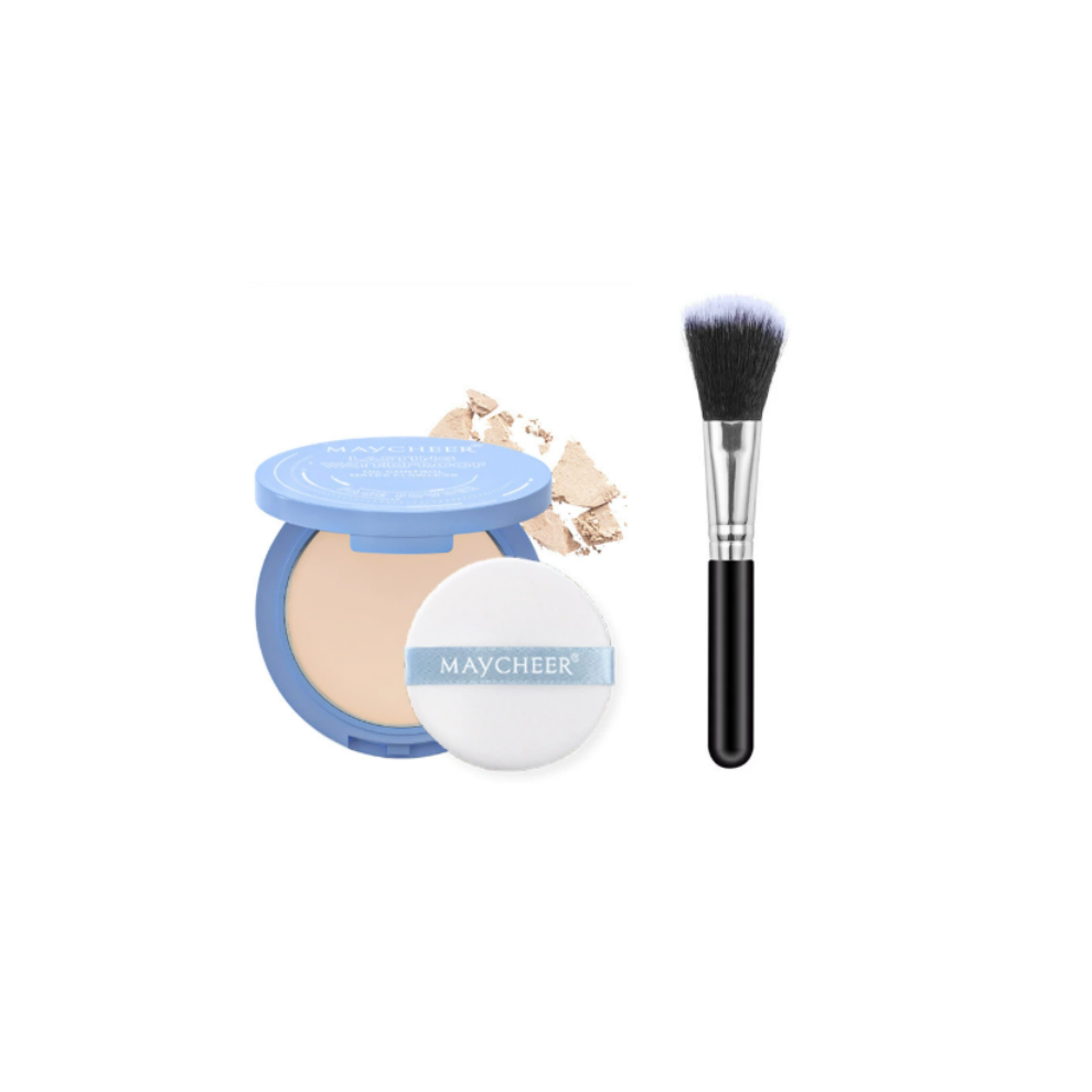 (F) Compact Facial Makeup Powder With Waterproof Oil Absorption And Pressing Powder Is Easy To Apply And Build