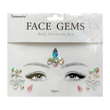(Blue) Face Rhinestone Stickers Girls Diamond Forehead Stickers Stage Beauty Makeup Face Stickers