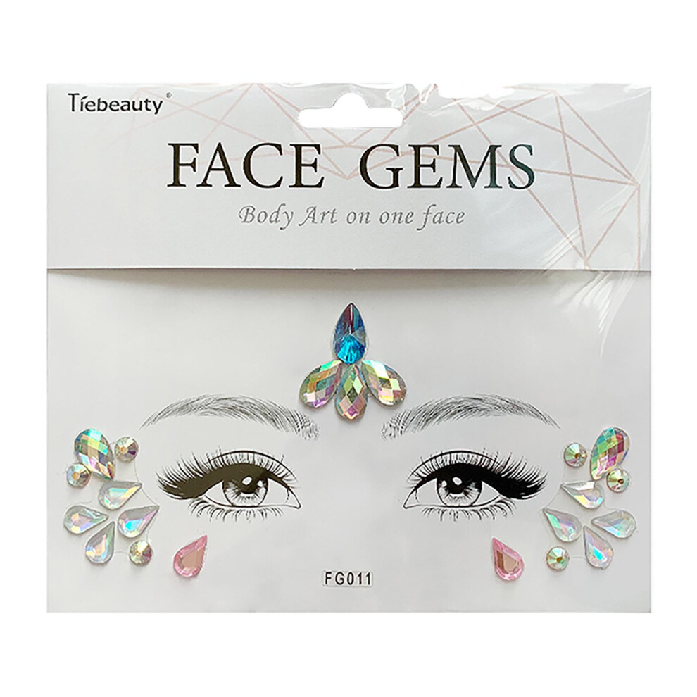 (Blue) Face Rhinestone Stickers Girls Diamond Forehead Stickers Stage Beauty Makeup Face Stickers