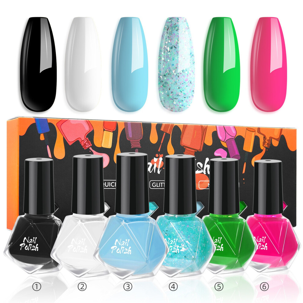(Multicolor) 8ml Nail Diamonds Bottle Nail Polish Jewelry Bake-free Water-based Quickly Drying High Saturation Non-peelable Tasteless