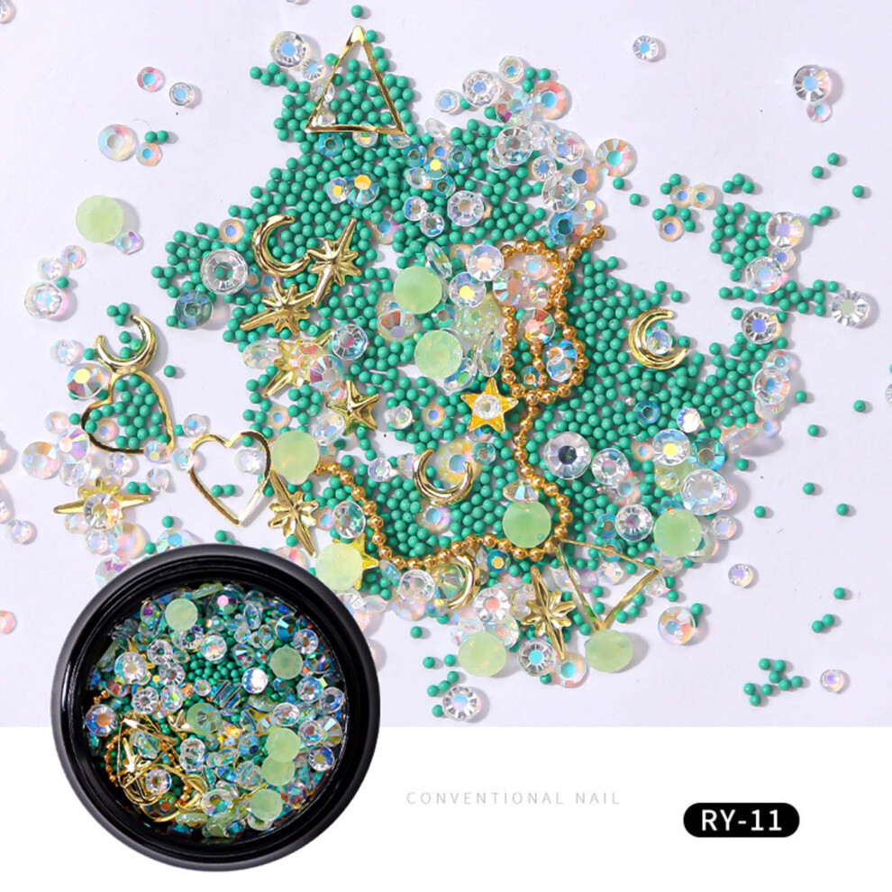 (C) Colorful Diy Rhinestone Bead Chain Set Three-dimensional Nail Decoration