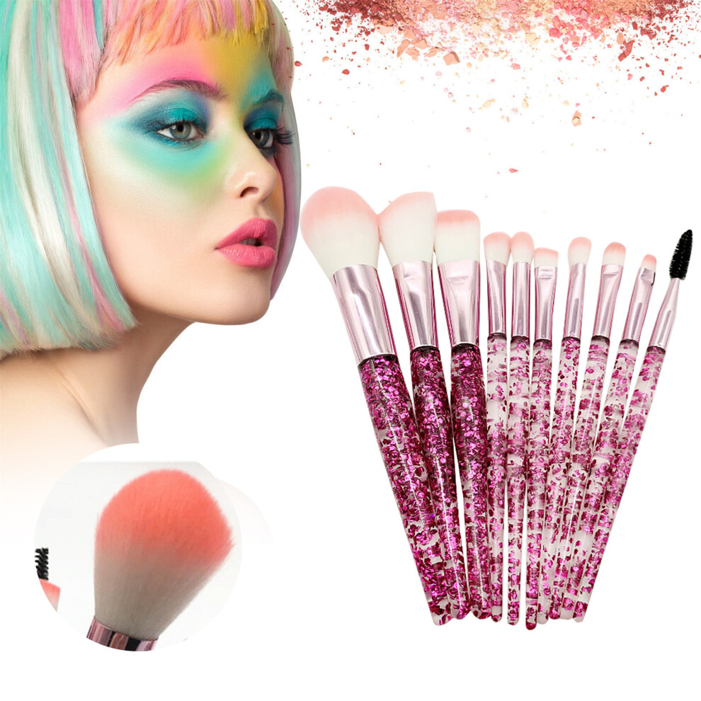 (Pink) 10PC Portable makeup brush set, brush, eye shadow brush set
